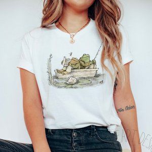 Frog And Toad Fishing Shirt, Classic Book Shirt, Bookish Shirt - White